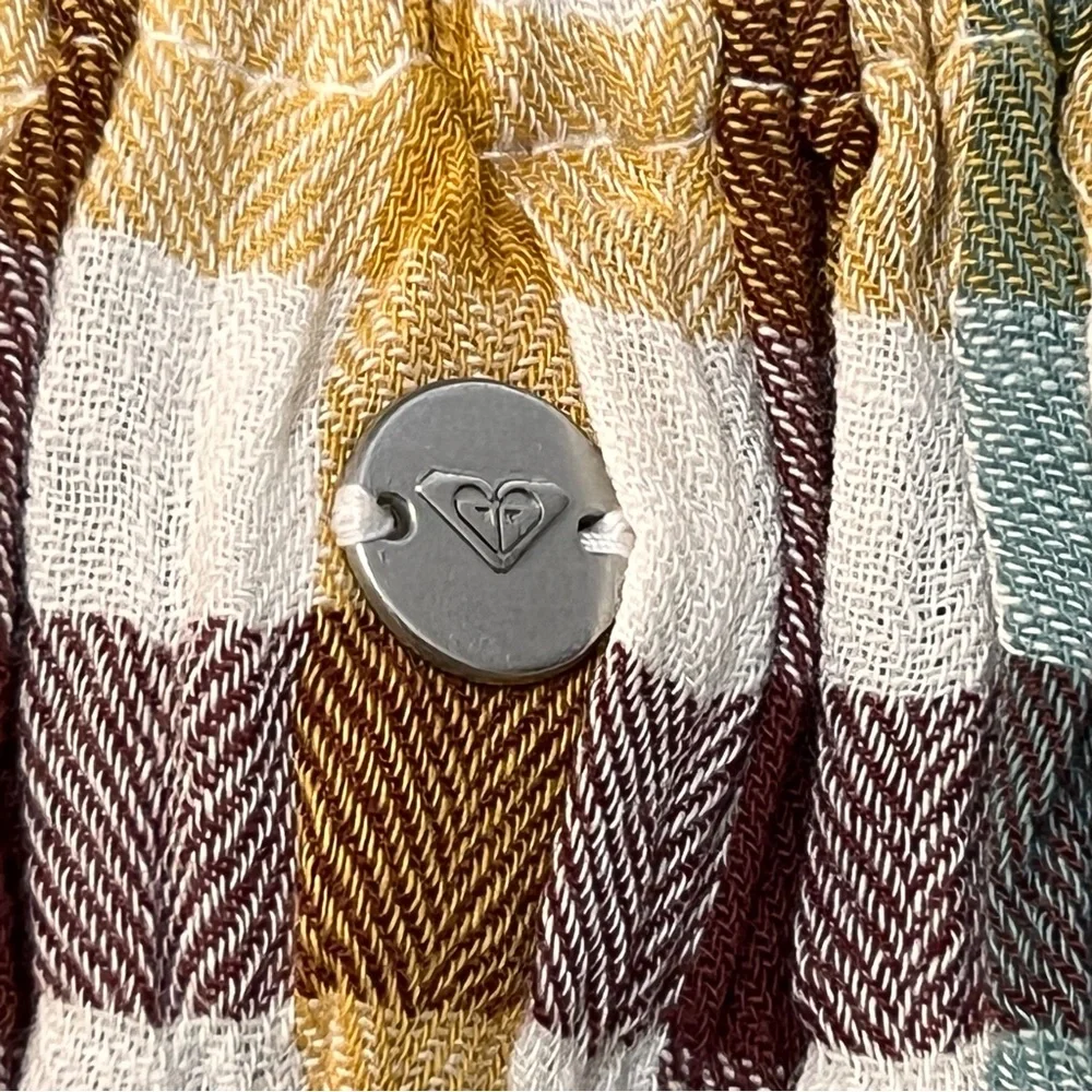 Roxy Paradise Breeze Plaid Babydoll Dress - Multi Plaid - Tiered Ruffle Mini - Picture 7 of 9